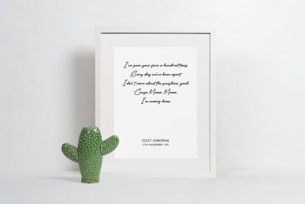 Mama I’m Coming Home Lyrics Print - Image 2