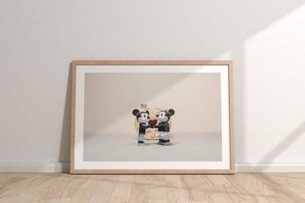 LEGO Mickey and Minnie Mouse It Must Be Love Print - Romantic Wall Art Print (A3, A4, A5)