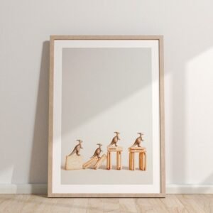 Mischievous Dinos – Quirky Dinosaur Art Print | A3, A4, A5 | Fun Minimalist Wall Art for Home or Office Decor