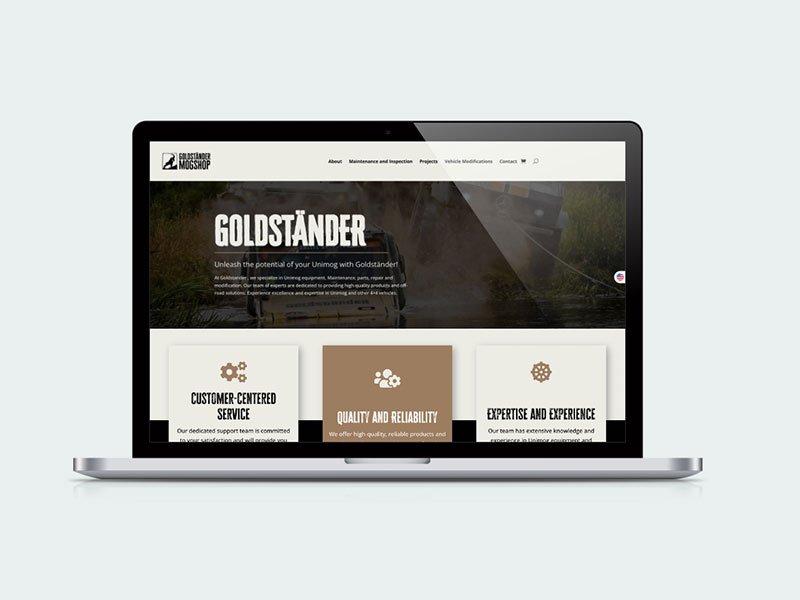 Goldstander Unimog e-commerce website design by Blu Digital Designs.