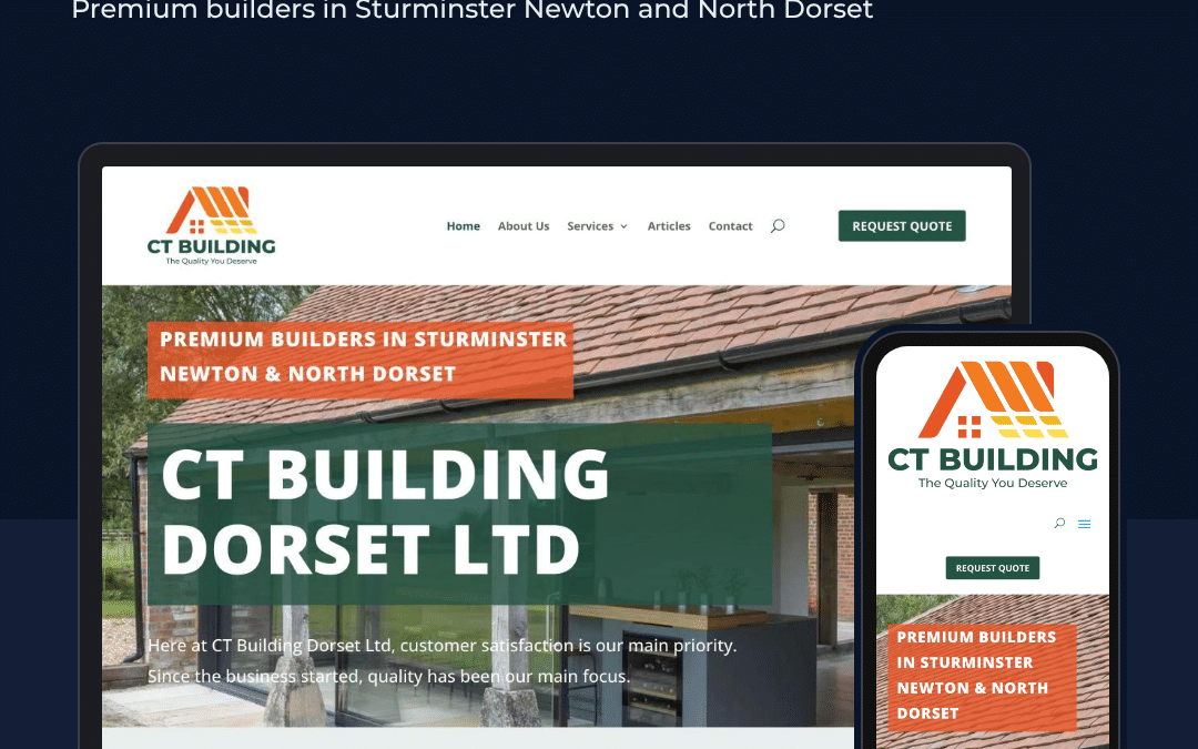 CT Building Dorset website shown on a laptop and phone, designed by Blu Digital Designs